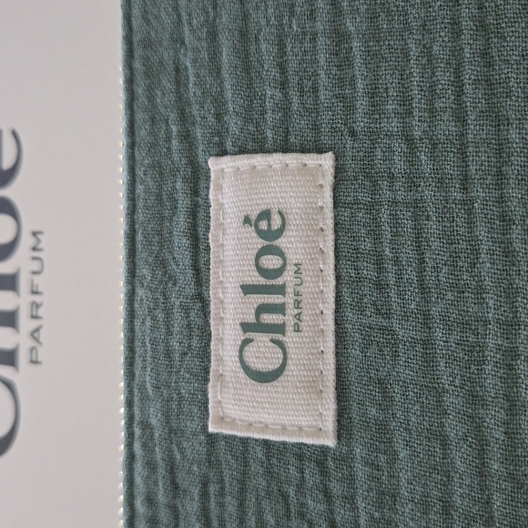 New in box never used Chloé clutch bag zipper bag pouch in Sage green cotton - Picture 2 of 5